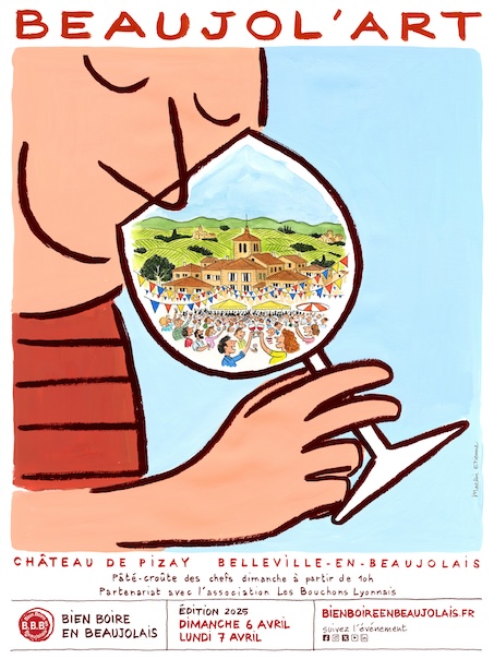 Affiche de Beaujol'Art edition 2025 - dégustation de vins pour les professionnels lors de l'événement Bien Boire en Beaujolais
